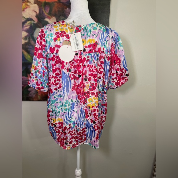 Umgee Find Me Well Take me to the Sea Floral Bubble Sleeves  flowy Blouse NWT - Picture 4 of 8